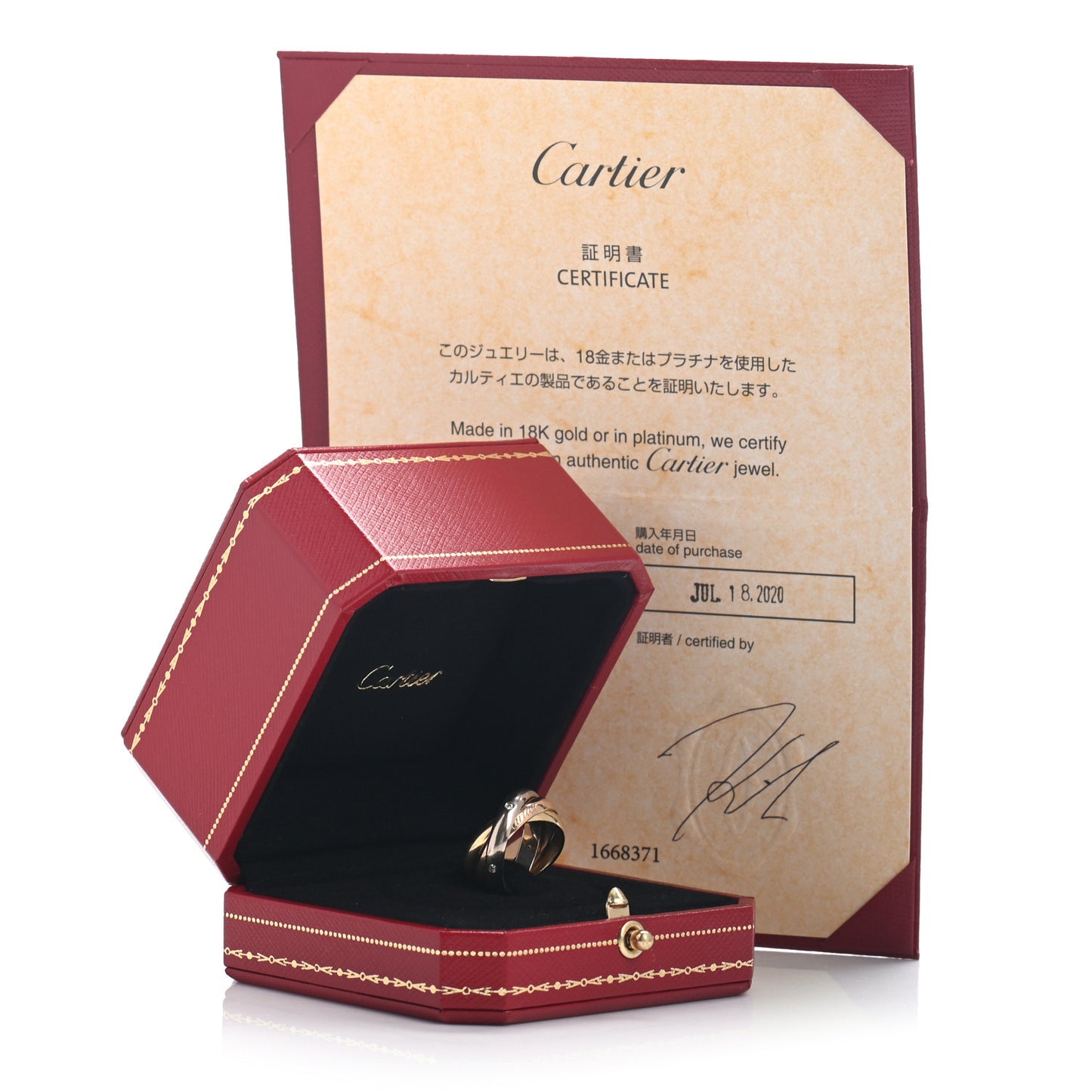 18K Pink Yellow White Gold Diamond Trinity Ring 48 4.25