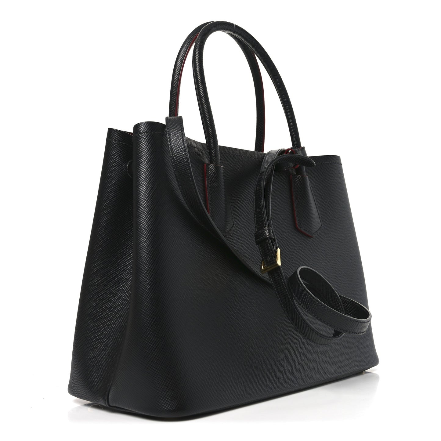 Saffiano Cuir Medium Double Bag Black Fuoco