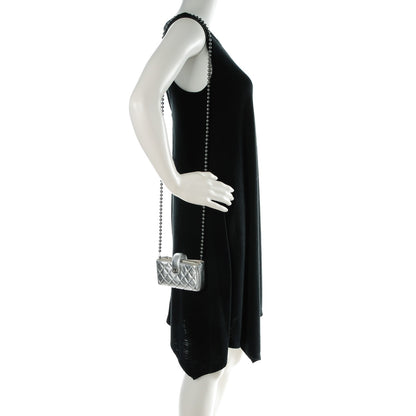 Chanel Metallic Lambskin Quilted Pearl Chain Mini Love Symbols Bag Silver 2 of 7