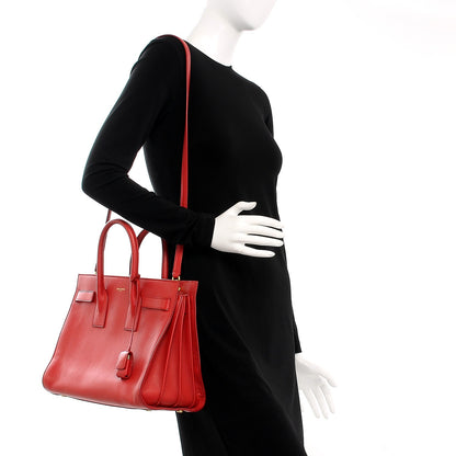 Saint Laurent Grained Calfskin Small Sac De Jour Lipstick Red 2 of 12