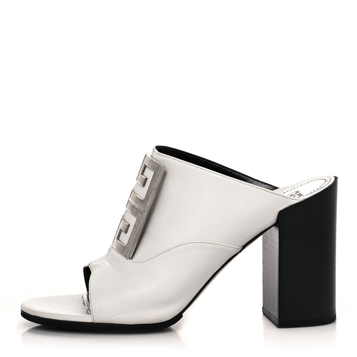 Grained Goatskin 4G Logo Mules 38 White
