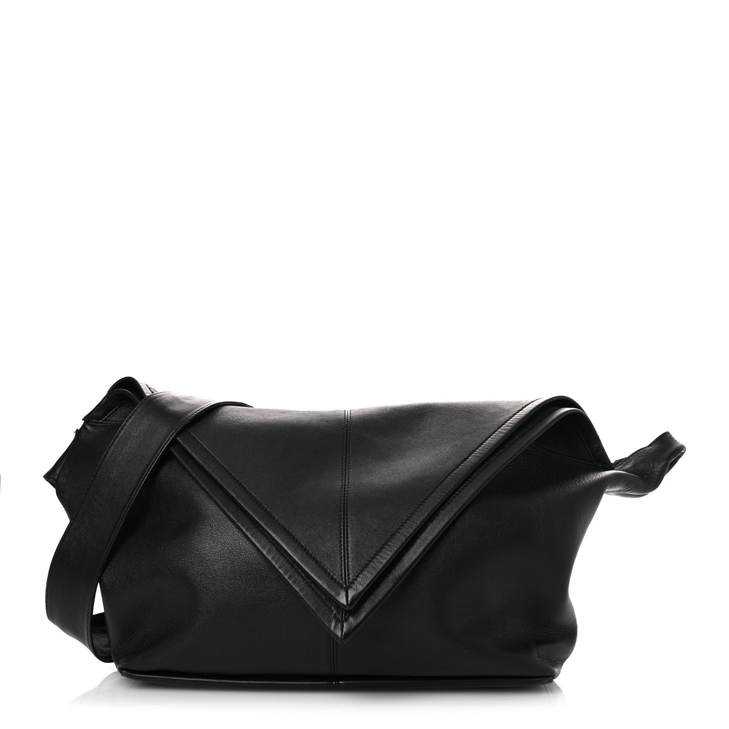 Silky Calfskin Medium Sawyer Messenger Bag Black