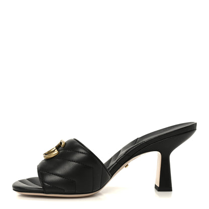 Gucci Nappa Matelasse GG Marmont 75mm Slide Sandals 37 Black 1 of 10