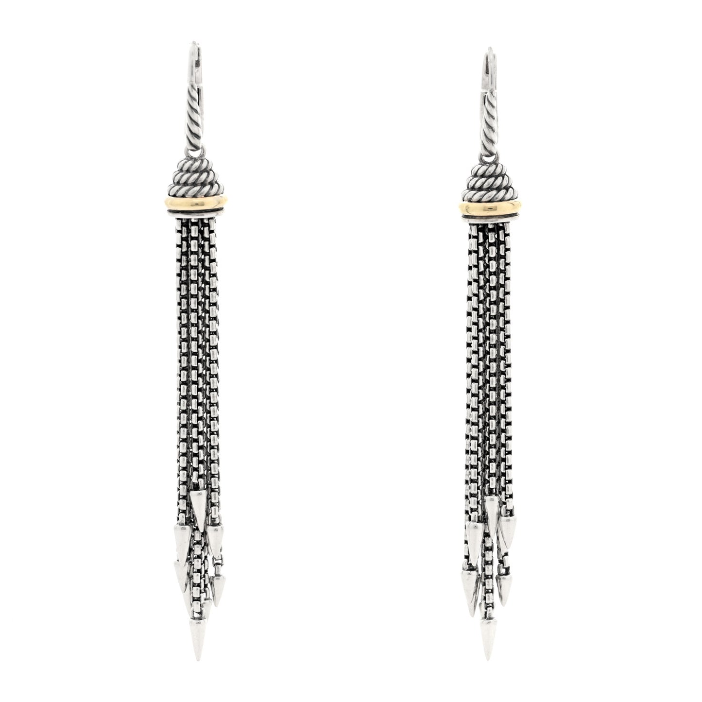 Sterling Silver 14K Yellow Gold Tassel Drop Earrings