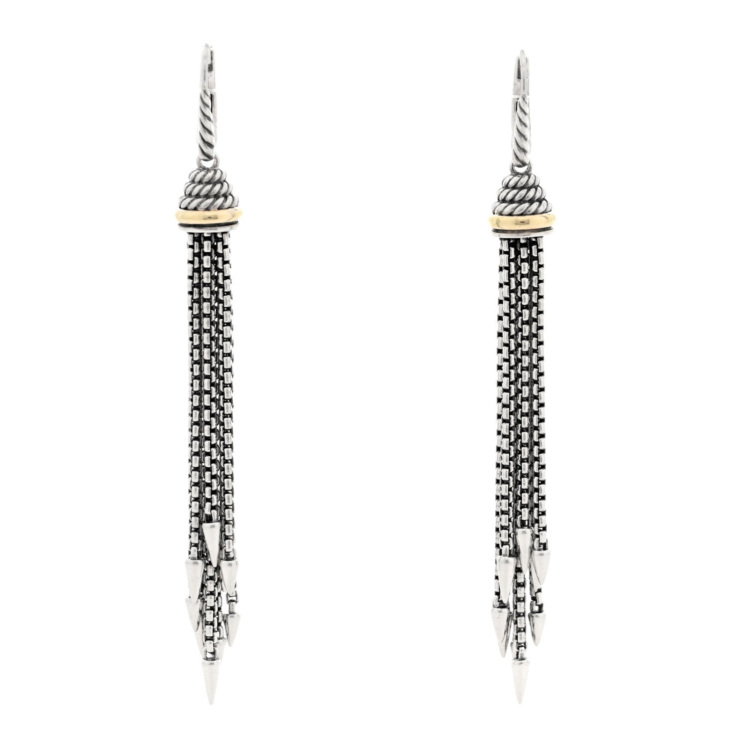 David Yurman Sterling Silver 14K Yellow Gold Tassel Drop Earrings 1 of 4