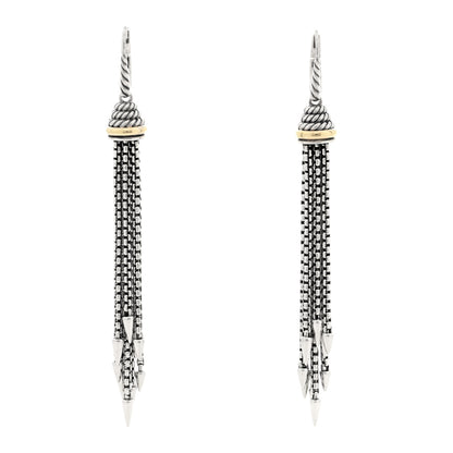 David Yurman Sterling Silver 14K Yellow Gold Tassel Drop Earrings 1 of 4
