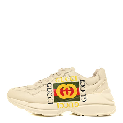 Gucci Calfskin Interlocking G Logo Mens Rhyton Sneakers 8 Ivory 1 of 9