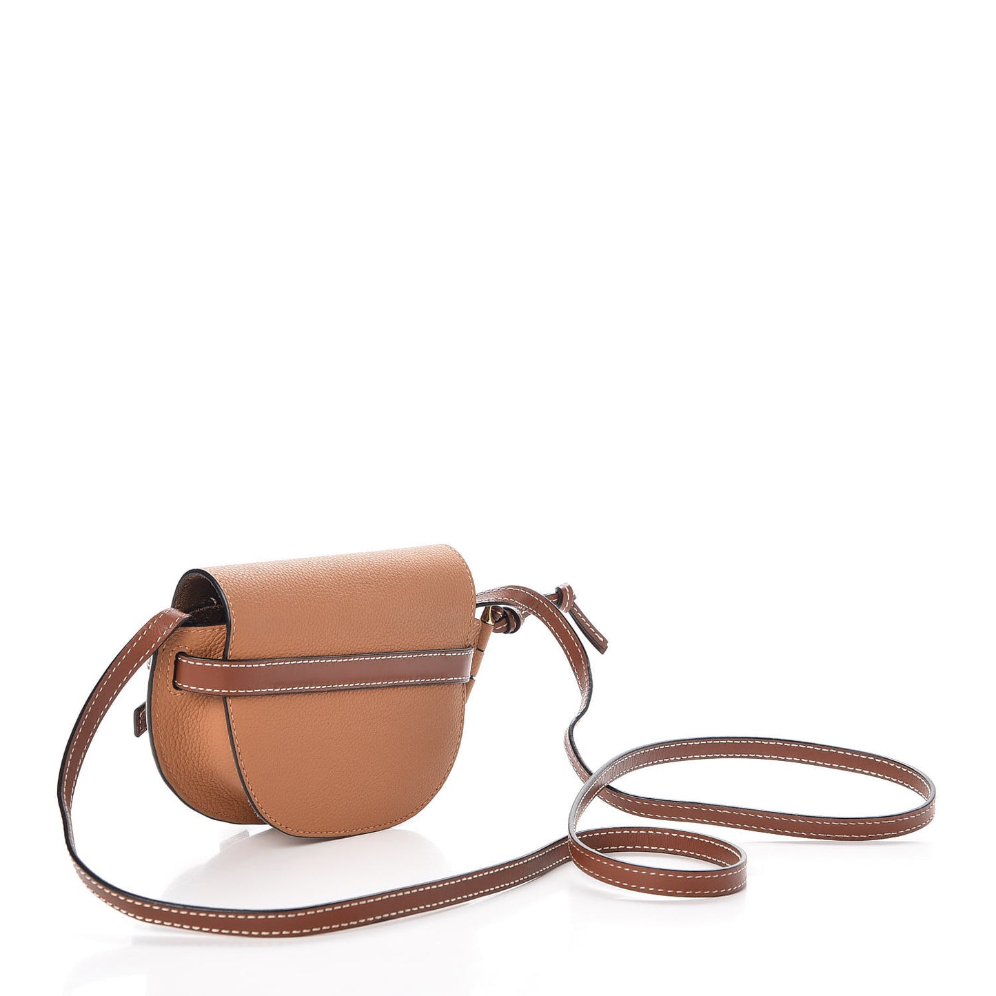 Grained Calfskin Mini Gate Crossbody Bag Caramel Pecan