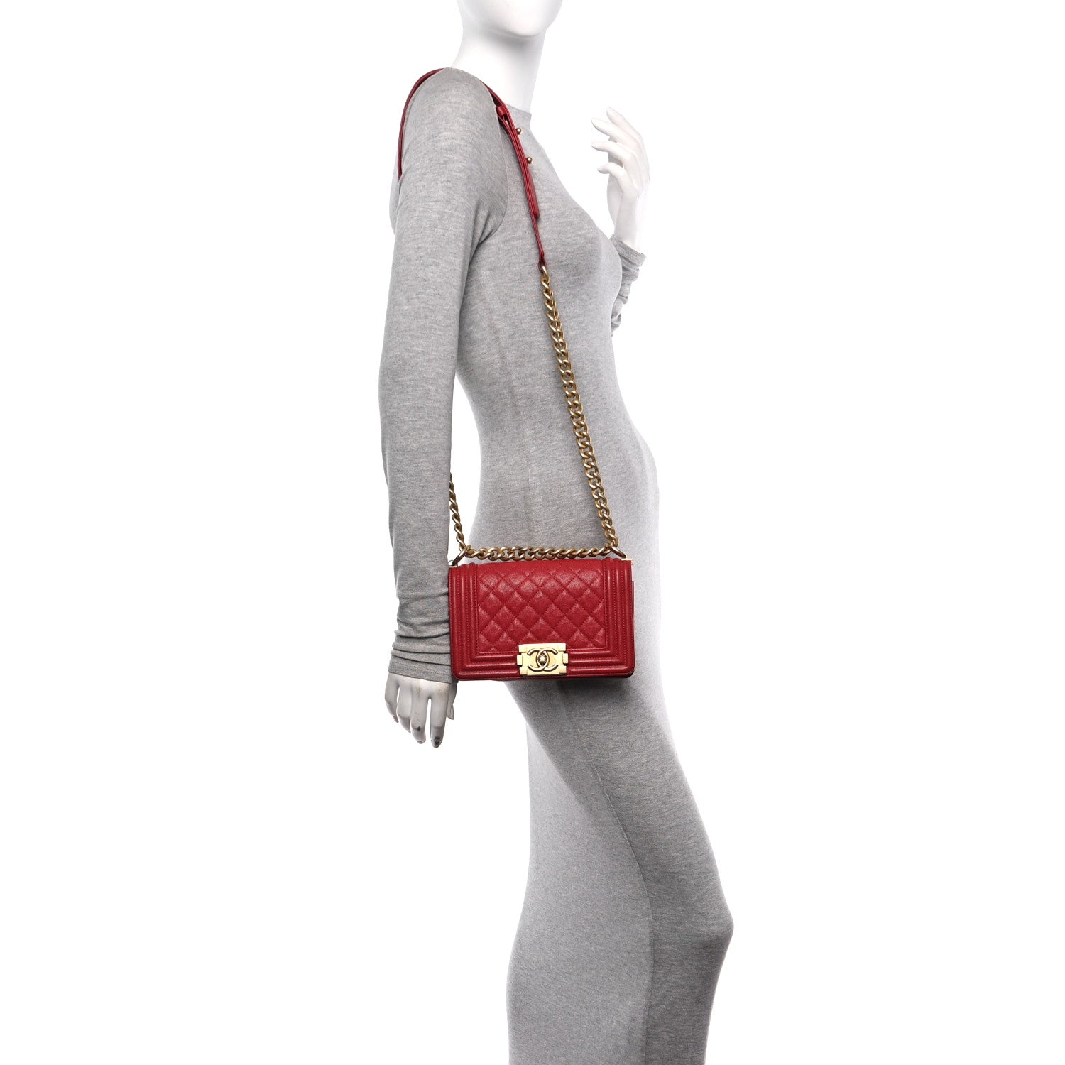 Chanel Caviar Quilted Small Boy Flap Red 2 of 10