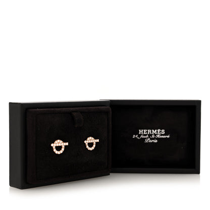 Hermes 18K Rose Gold Diamond Finesse Earrings 5 of 5