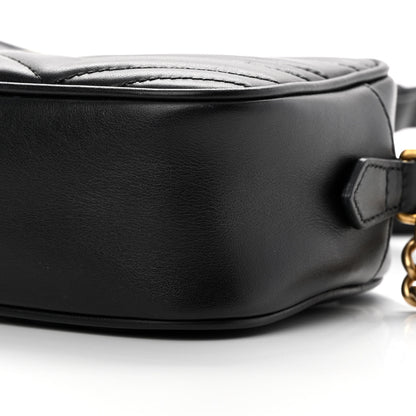 Gucci Calfskin Matelasse Small GG Marmont Chain Shoulder Bag Black 10 of 12