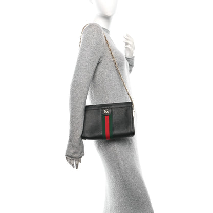 Gucci Calfskin GG Web Small Ophidia Chain Shoulder Bag Black 2 of 11