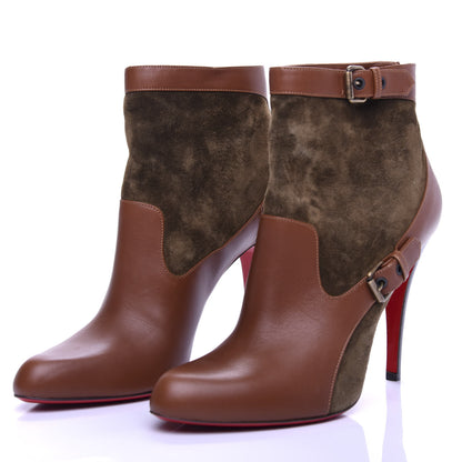 Christian Louboutin Calfskin Cuoio Veau Velours Canassone 100 Booties 40.5 Cognac Bronze 3 of 9