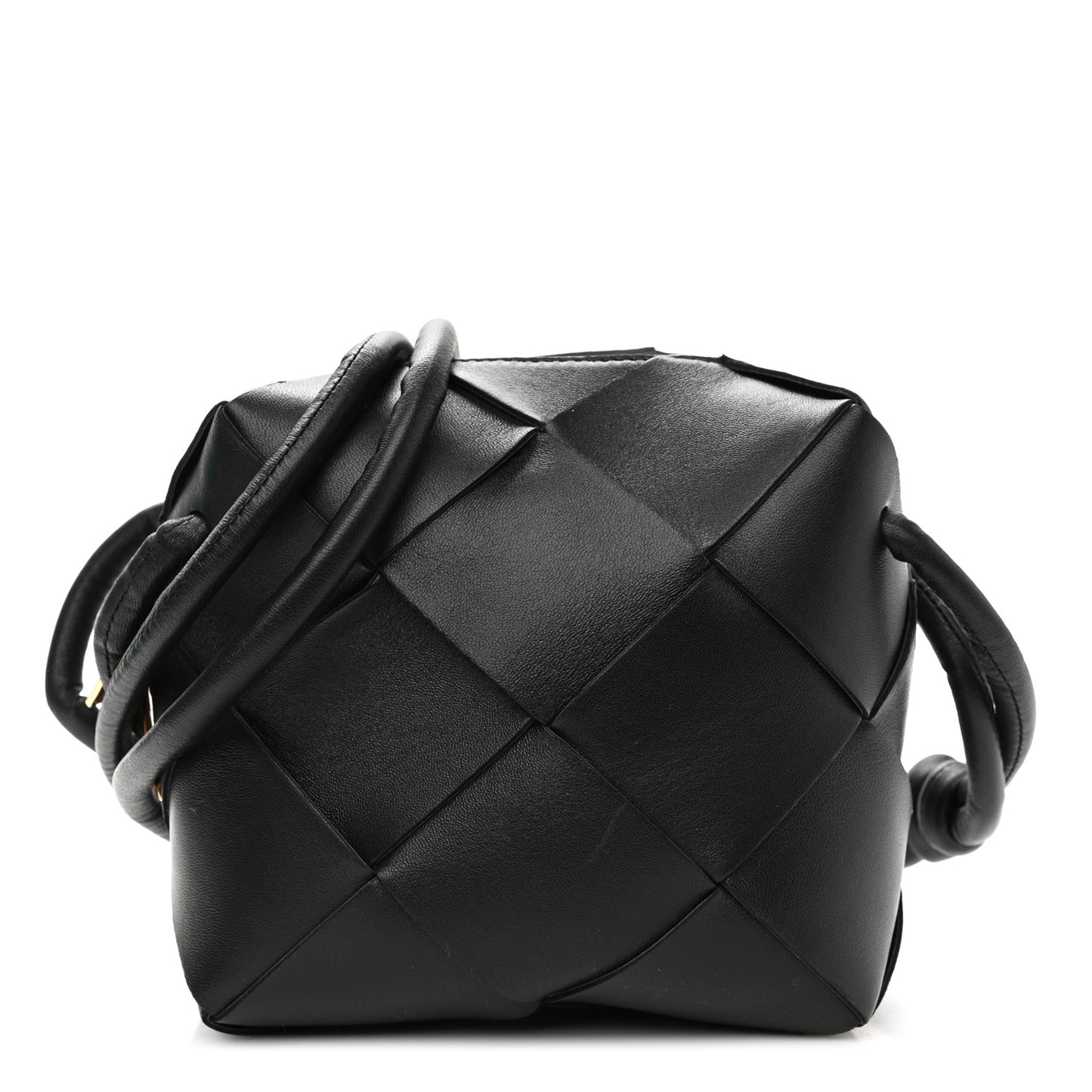 Lambskin Maxi Intrecciato Mini Cassette Camera Bag Black