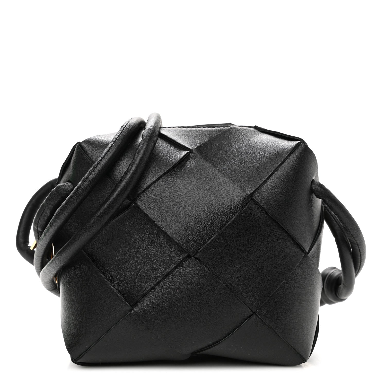 Bottega Veneta Lambskin Maxi Intrecciato Mini Cassette Camera Bag Black 1 of 8