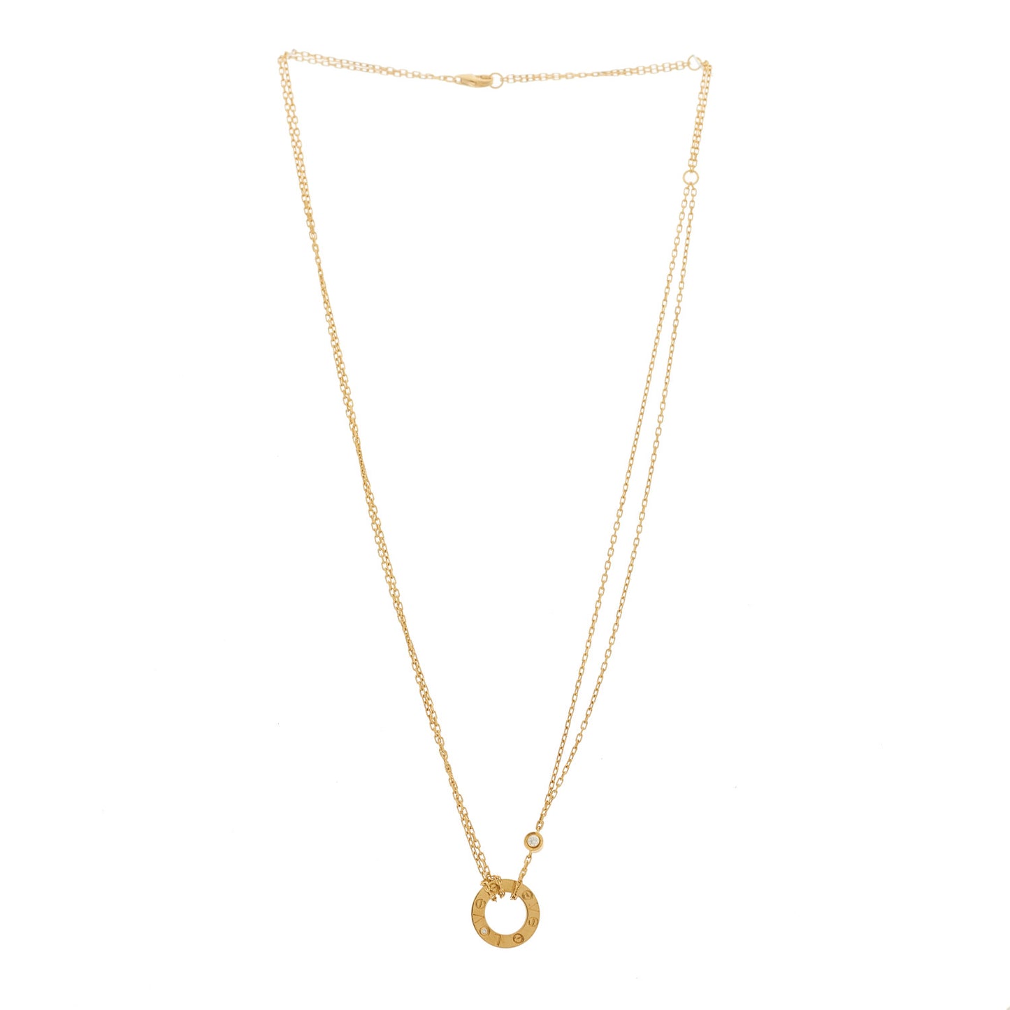18K Yellow Gold 2 Diamond LOVE Necklace