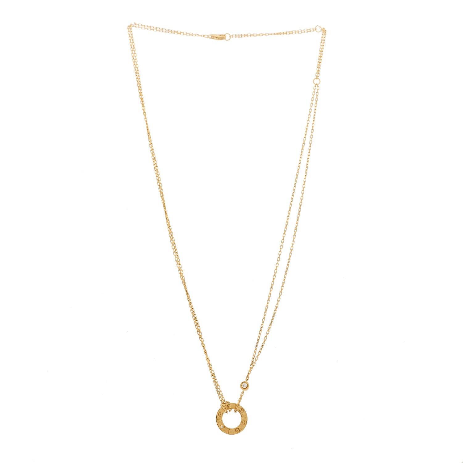 Cartier 18K Yellow Gold 2 Diamond LOVE Necklace 3 of 6