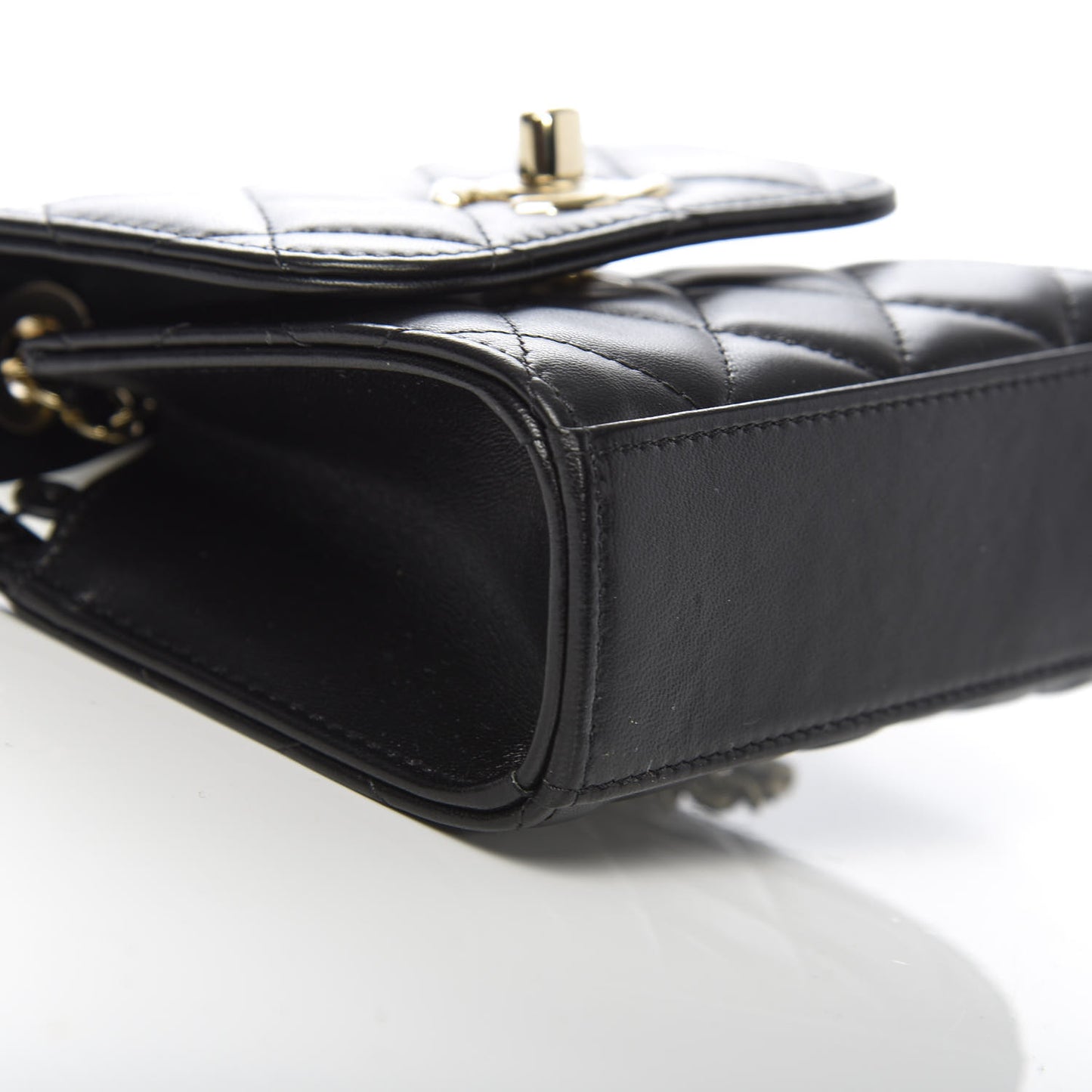 Lambskin Quilted Mini Trendy CC Chain Wallet Black