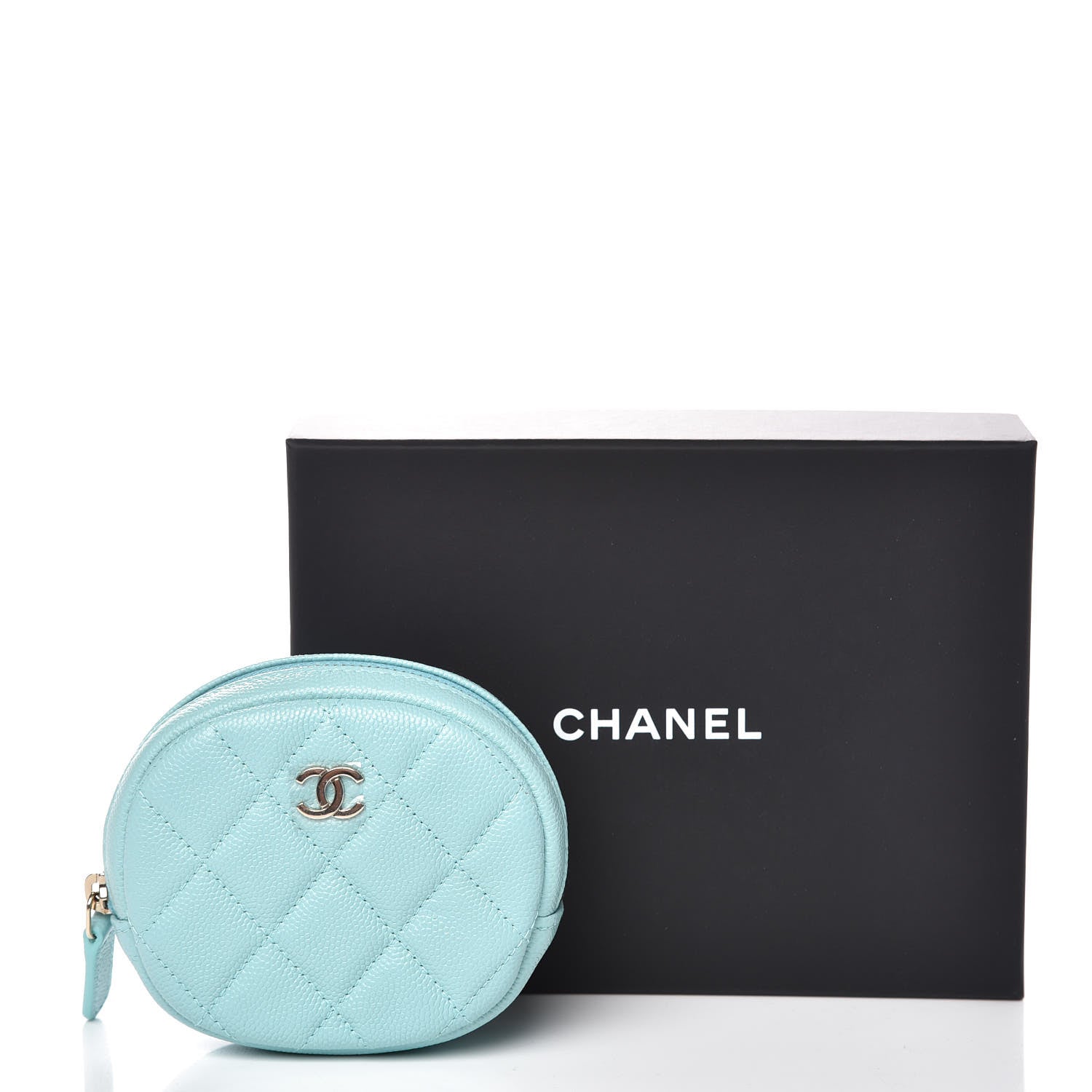 Chanel Caviar Quilted Zip Around Classic Coin Purse Light Blue 10 of 10