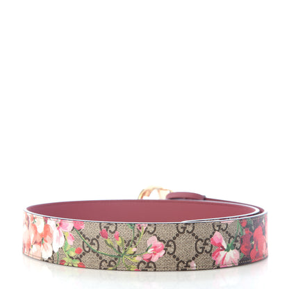 Gucci GG Supreme Monogram Blooms Moon Calfskin Interlocking G 37mm Belt 80 32 Beige Ebony Multicolor Dry Rose 2 of 6