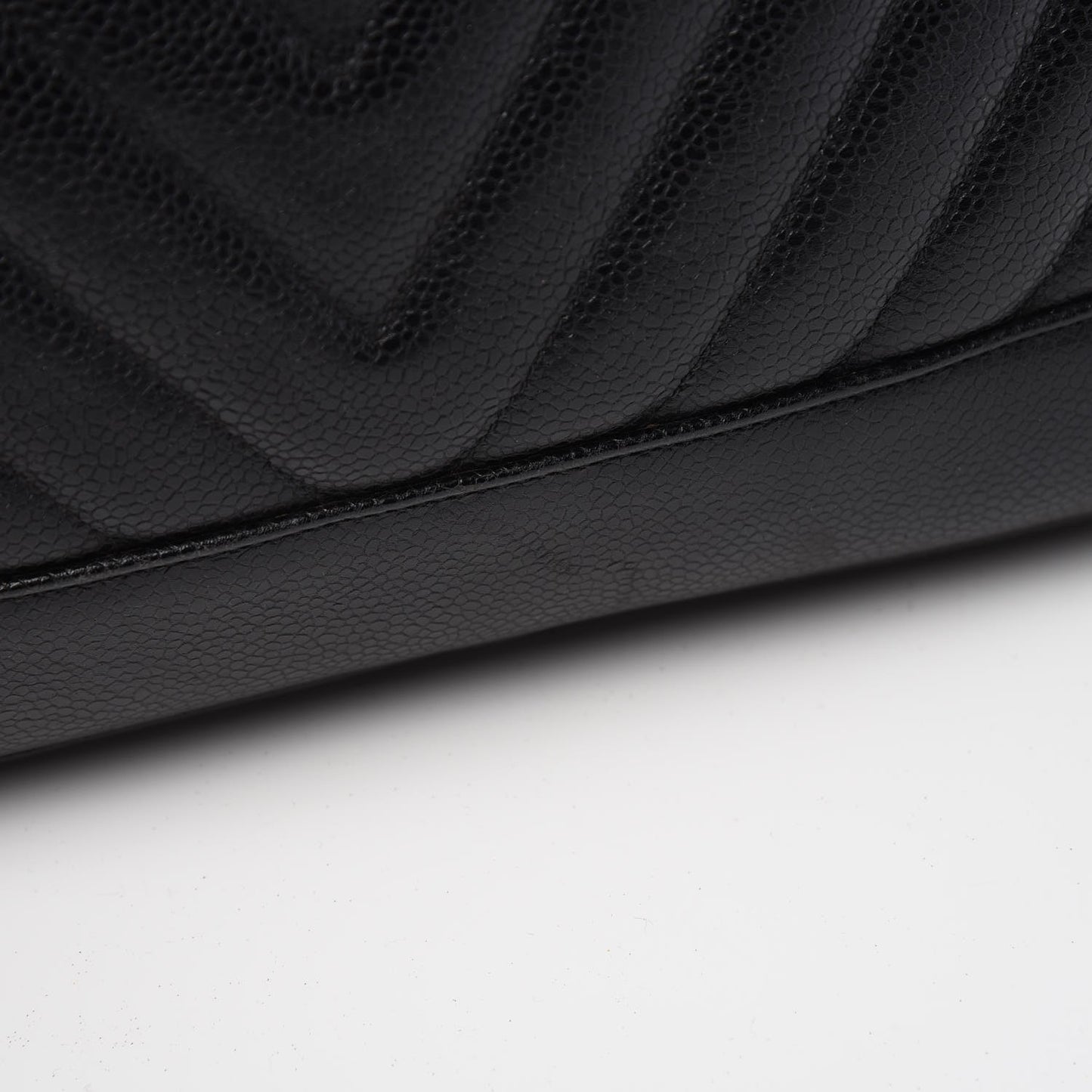 Caviar Chevron Top Handle Bag Black
