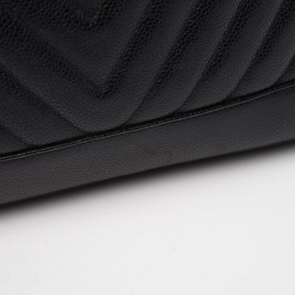 Chanel Caviar Chevron Top Handle Bag Black 14 of 14
