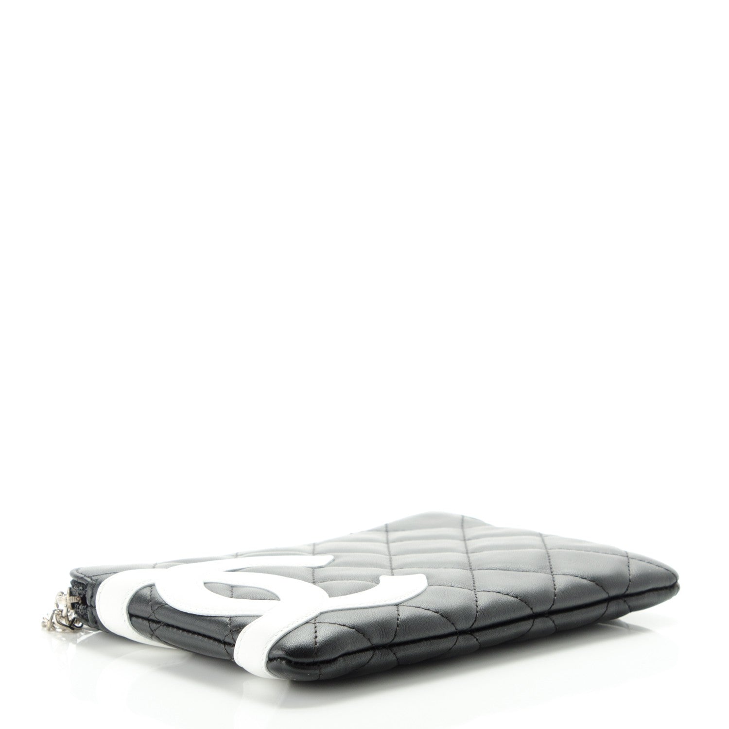 Chanel Calfskin Quilted Cambon Cosmetic Pouch Black White 4 of 7