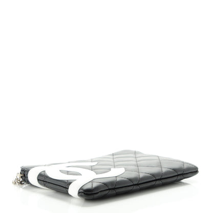 Chanel Calfskin Quilted Cambon Cosmetic Pouch Black White 4 of 7