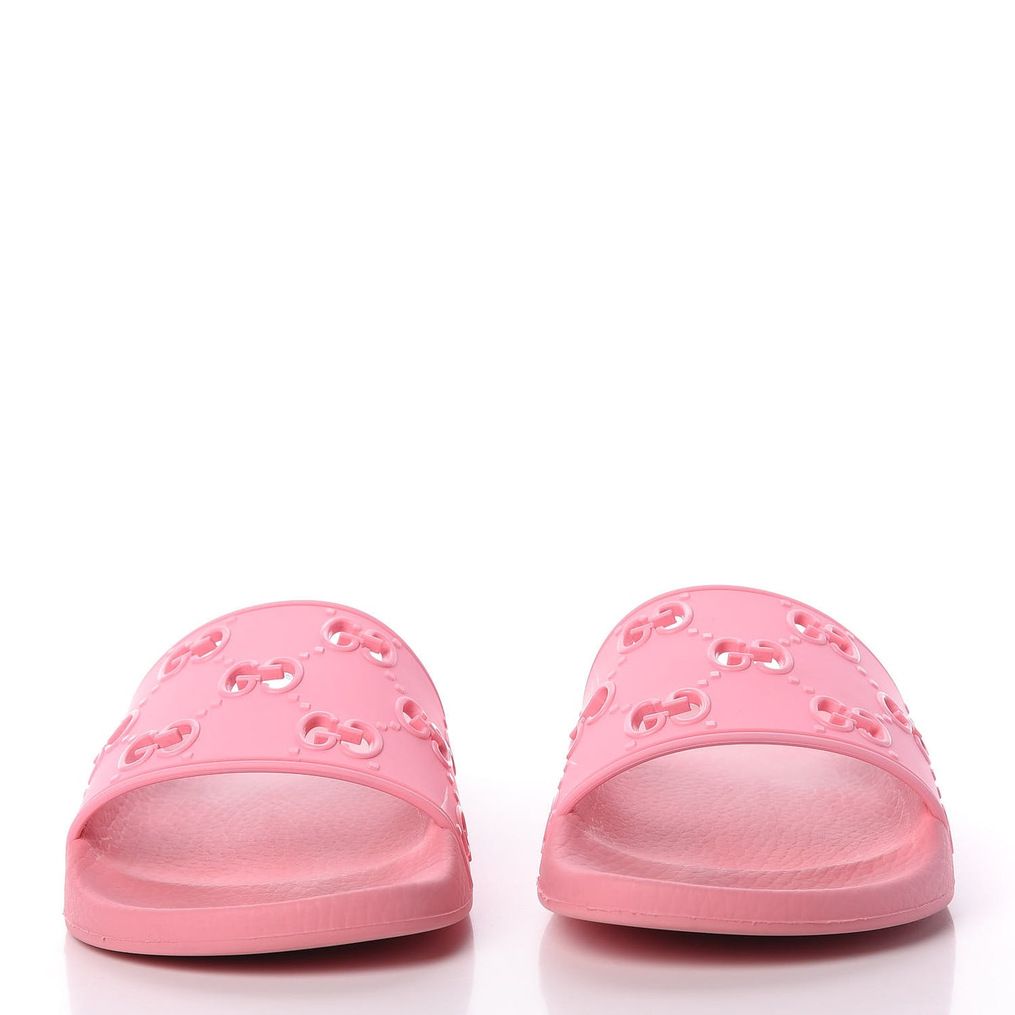 Rubber GG Monogram Perforated Womens Slide Sandals 38 Rose Box