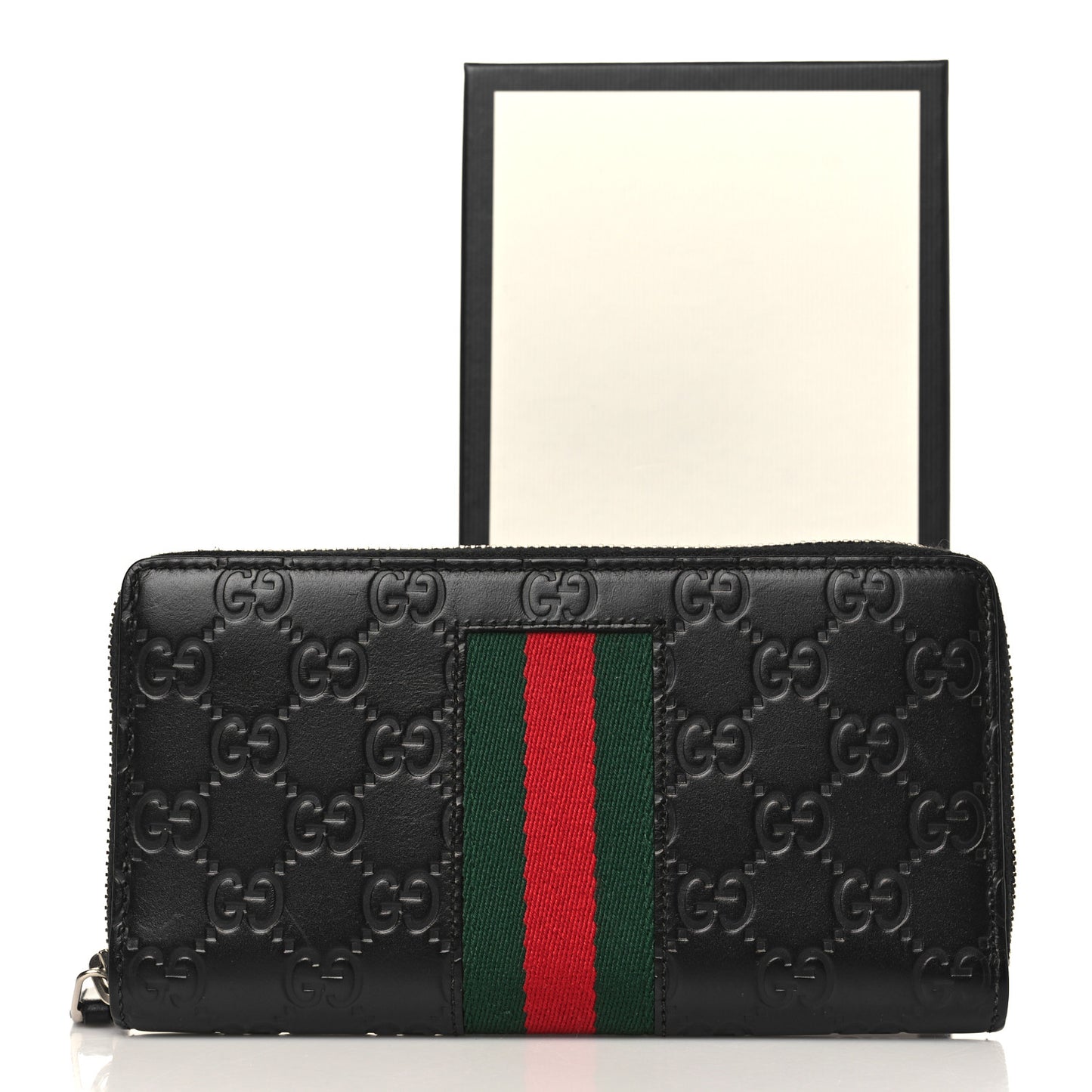 Guccissima Web Zip Around Wallet Black