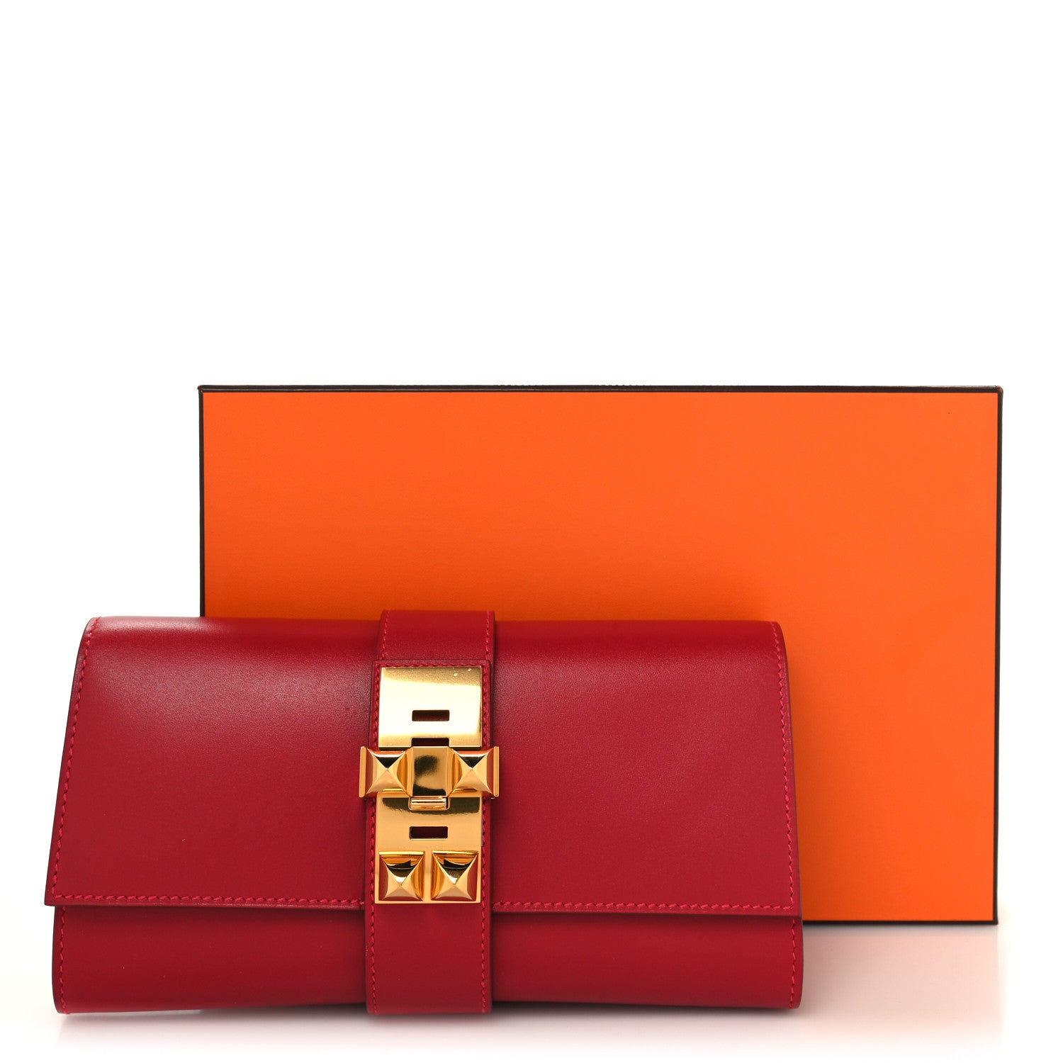 Hermes Tadelakt Medor 23 Clutch Rouge Vif 11 of 11