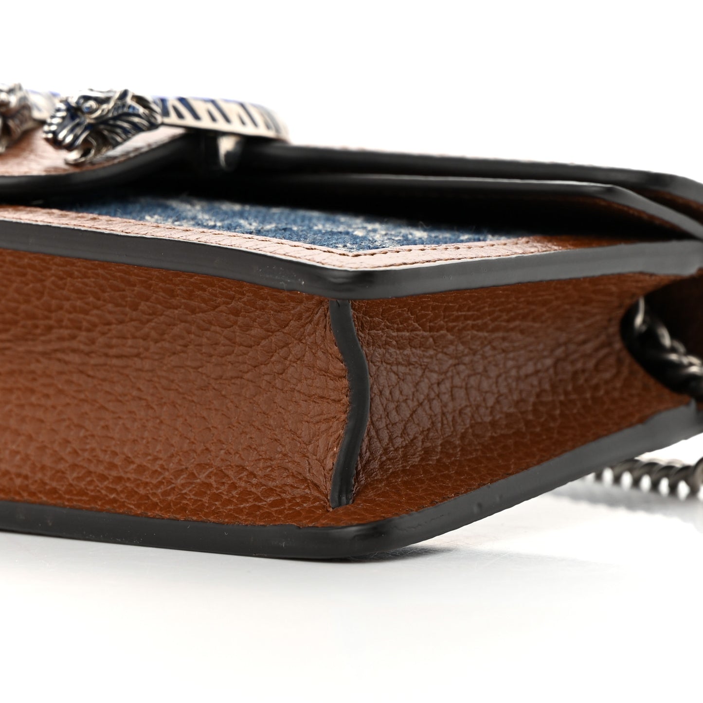 New Denim GG Monogram Dollar Calfskin Enamel Super Mini Dionysus Shoulder Bag Blue Tea Cuir Epilog Electric Blue