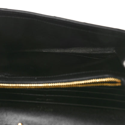 Saint Laurent Grain De Poudre Matelasse Chevron Monogram Chain Wallet Black 5 of 10