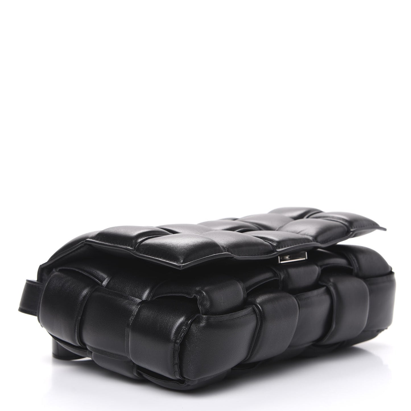 Nappa Maxi Intreccio Padded Cassette Crossbody Bag Black