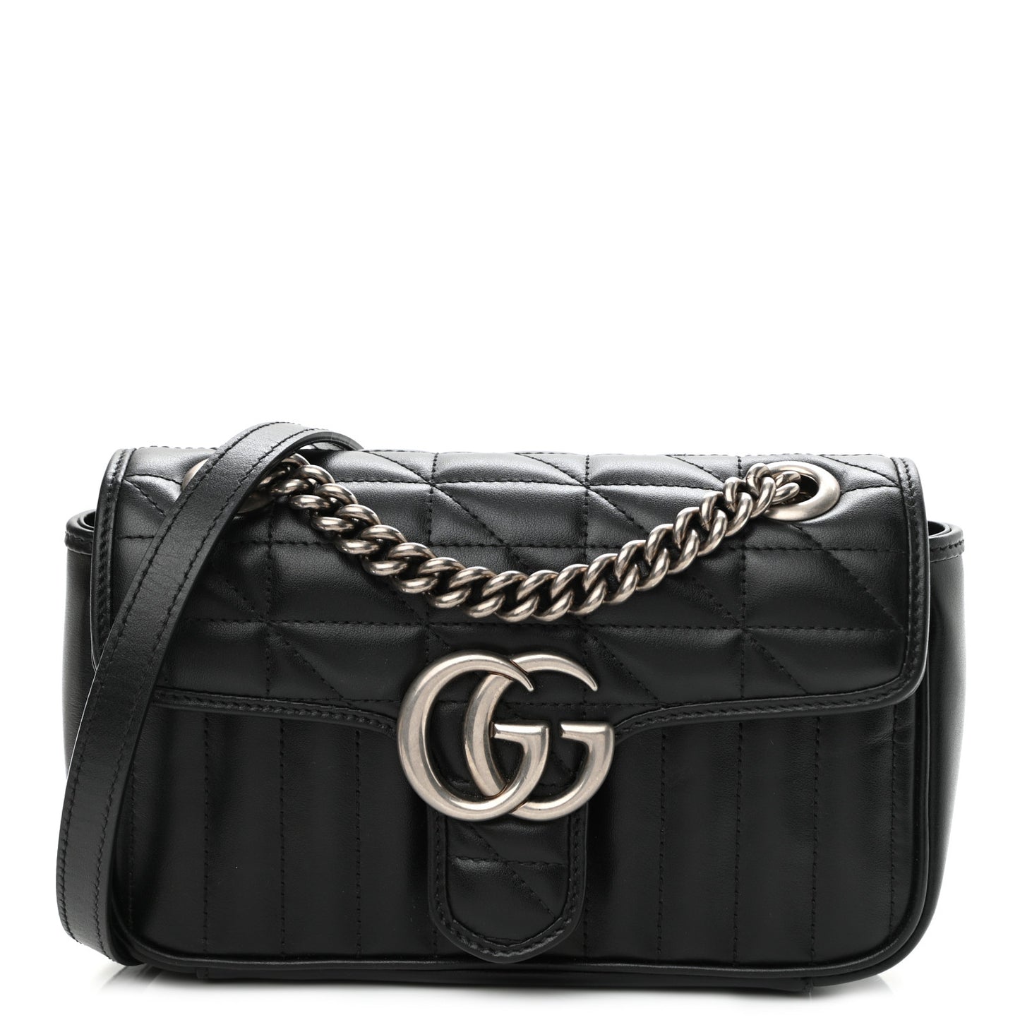 Calfskin Matelasse Aria Mini GG Marmont Shoulder Bag Black