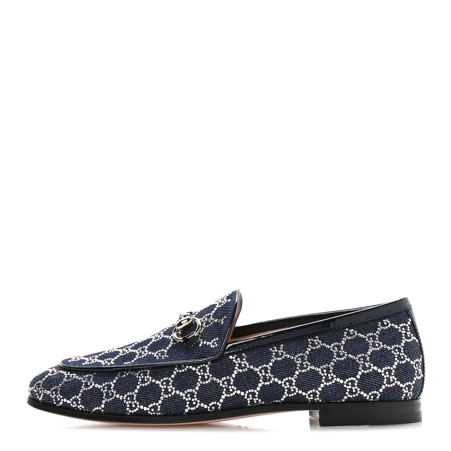 Gucci Denim Crystal GG Monogram Horsebit Womens Jordaan Loafers 37 Deep Blue Blue Milad 1 of 9