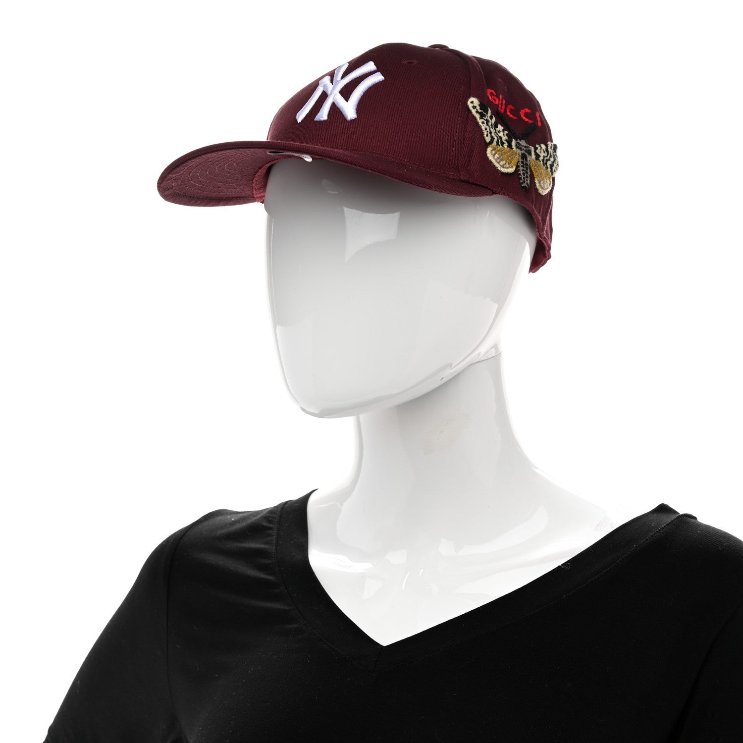 Gucci X MLB Cotton NY Yankees Baseball Hat 57-61 Lacquer 1 of 9