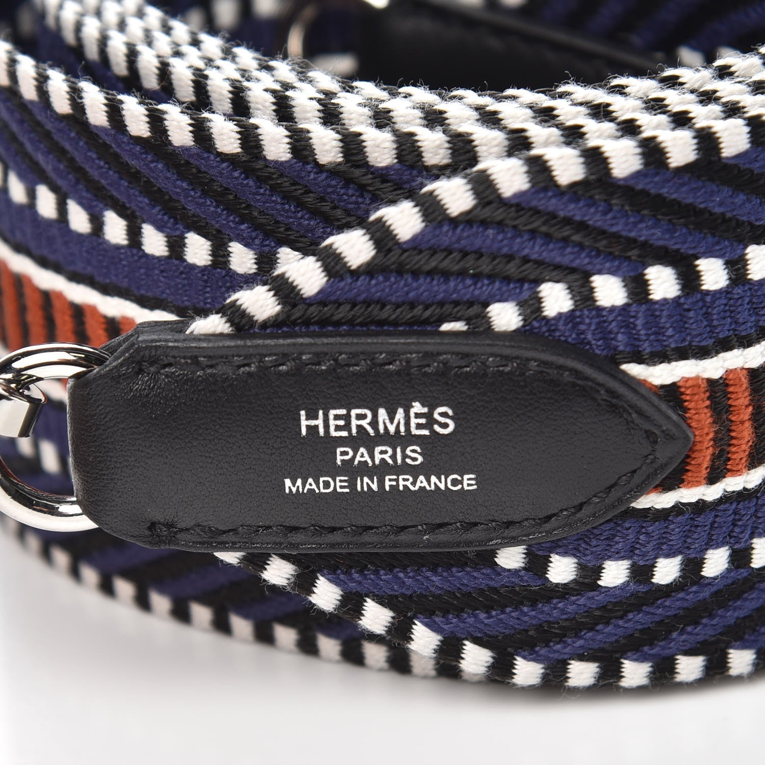 Hermes Toile Swift 50mm Sangle Cavale Shoulder Strap Bleu Encre Cuivre Black 4 of 4