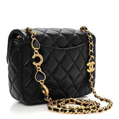 Chanel Lambskin Enamel Quilted Mini Coco Hearts Square Flap Black 3 of 10