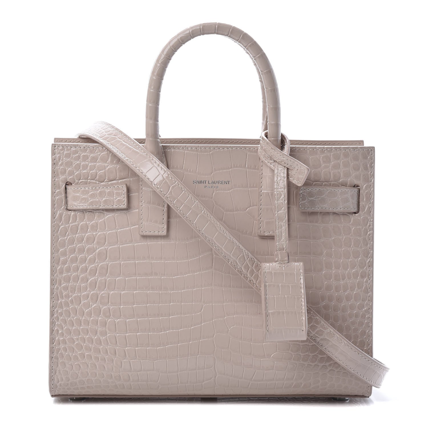 Saint Laurent Calfskin Crocodile Embossed Nano Sac De Jour Rose Antic 1 of 11