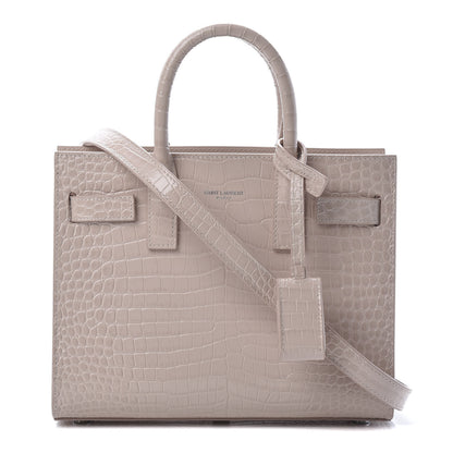 Saint Laurent Calfskin Crocodile Embossed Nano Sac De Jour Rose Antic 1 of 11