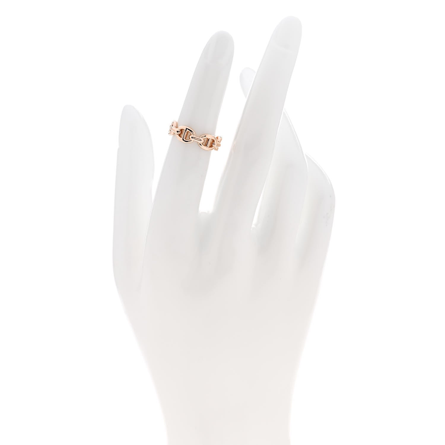 Hermes 18K Rose Gold PM Chaine d'Ancre Enchainee Ring 48 4.5 2 of 7