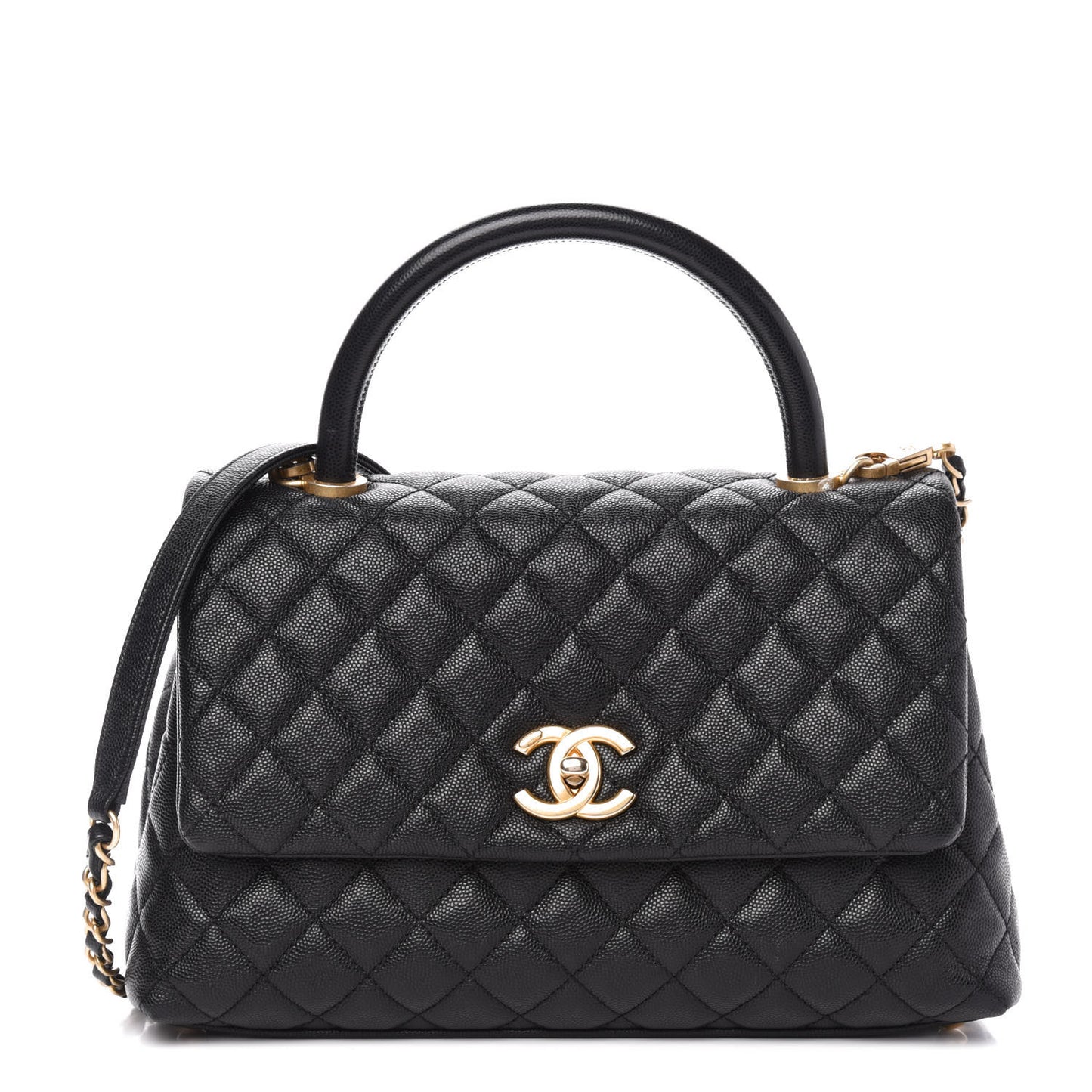 Caviar Quilted Small Coco Handle Flap Black