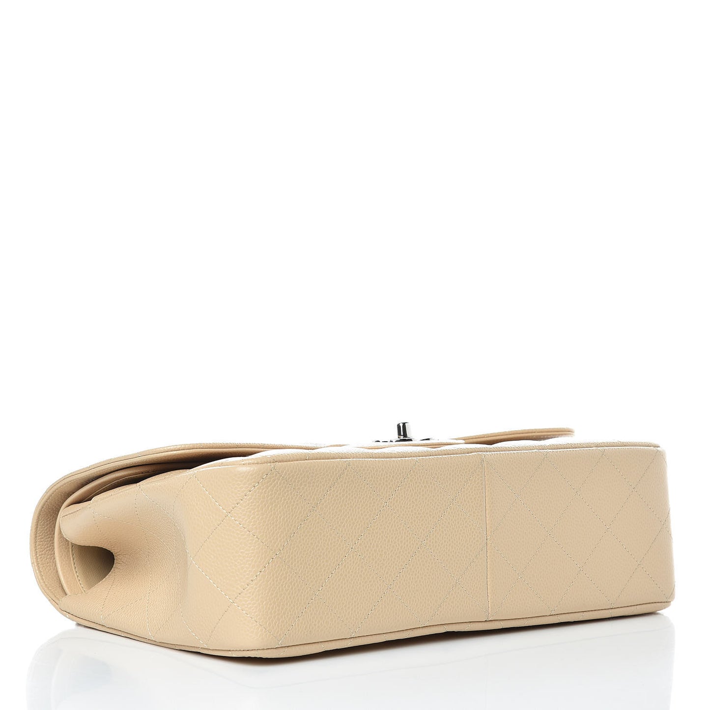 Caviar Quilted Jumbo Double Flap Beige Clair