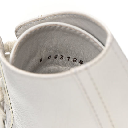 Chanel Crackled Calfskin Pearl Chain CC Combat Short Boots 37 White 7 of 13