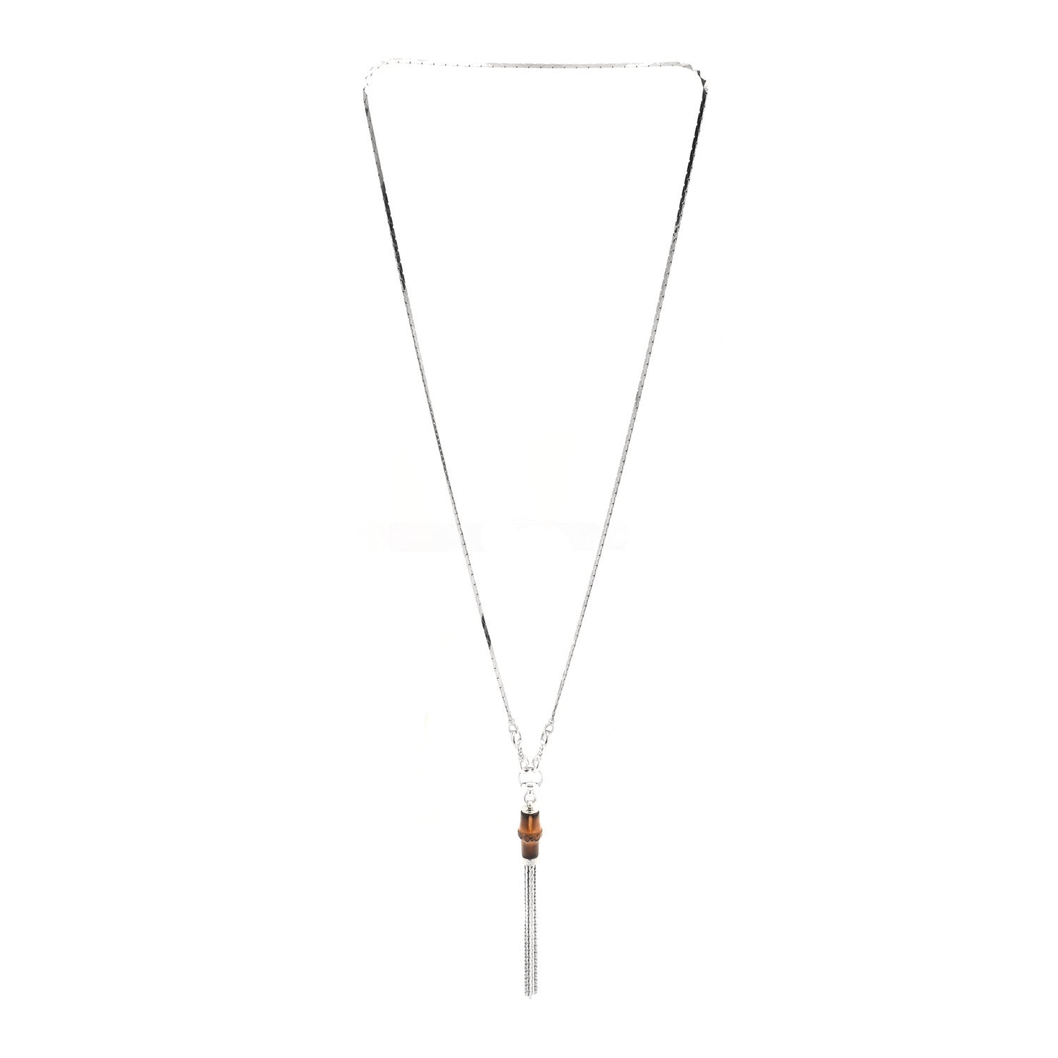 Gucci Sterling Silver Bamboo Long Tassel Necklace 3 of 5