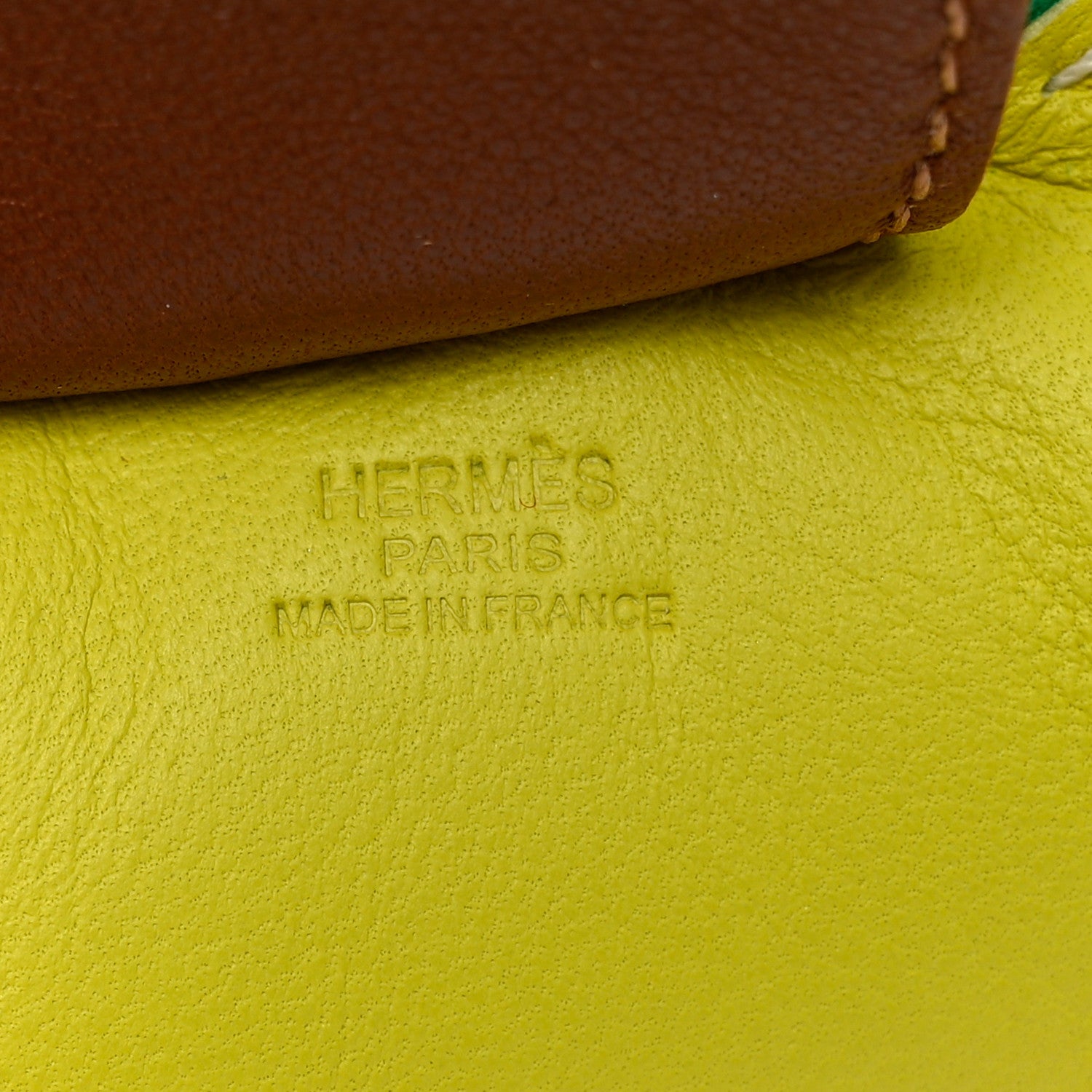 Hermes Milo Lambskin Grigri Rodeo Horse Bag Charm PM Lime Menthe Fauve 3 of 4