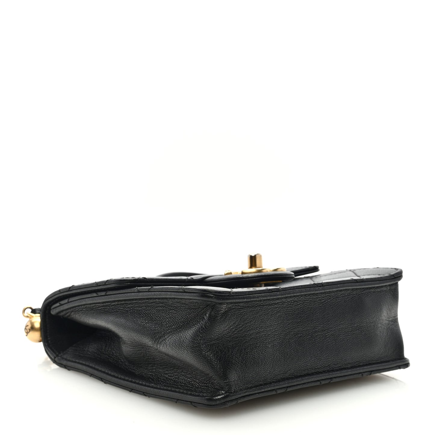 Lambskin Quilted Chic Pearls Flap Black