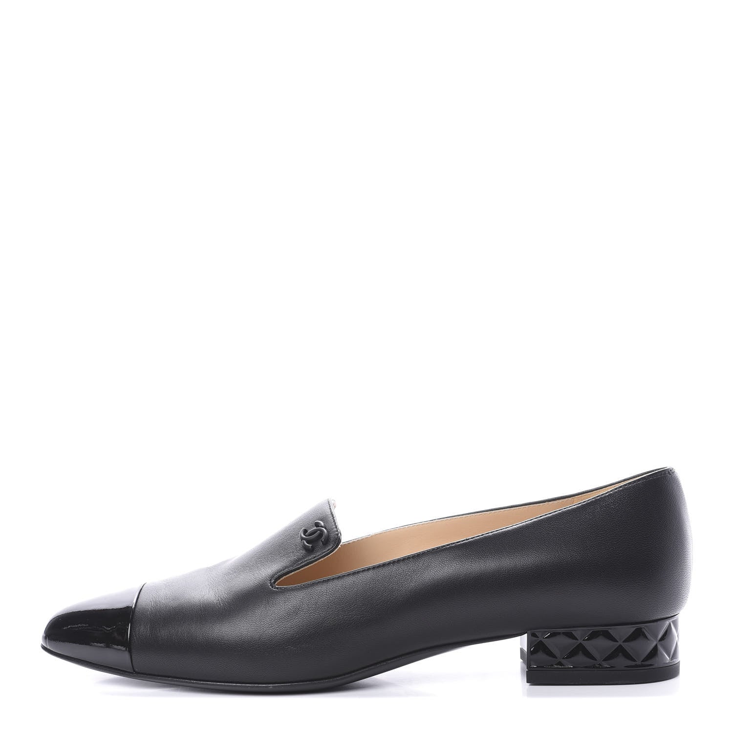 Chanel Lambskin Patent CC Cap Toe Mocassin Loafer 39.5 Black 1 of 7
