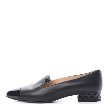 Chanel Lambskin Patent CC Cap Toe Mocassin Loafer 39.5 Black 1 of 7